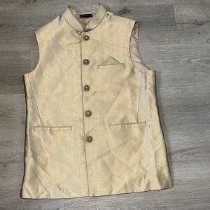 Men's Elegant Tan Vest with Button Detail